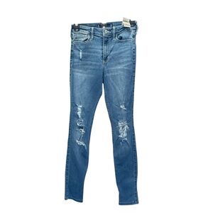 Hollister. High-Rise Ripped Medium Wash Super Skinny Jeans. Size 25/28.